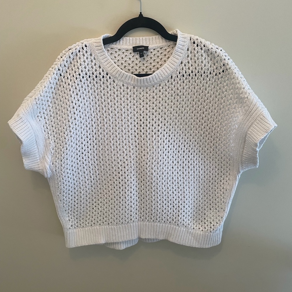 Express Ivory Knit Short Sleeve Top